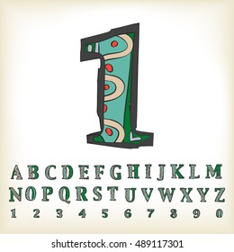 alphabet number set design, vector illustration