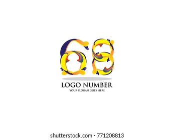 Alphabet number sixty eight design logo vector illustration.