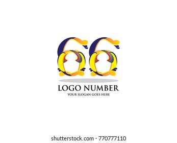 Alphabet number sixty six design logo vector illustration.