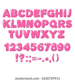 Alphabet with numbers, 3D, cartoon style.