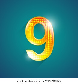 Alphabet numbers 9.crystal style.Vector illustration.