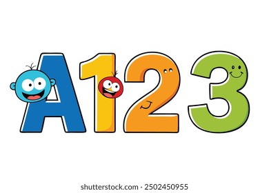 Alphabet and Numbers: ABCs and 123s in Fun Fonts Vector Illustration, Cartoon, Clipart, and Line Art Design