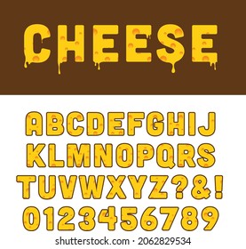 Alphabet and Numbers with Cheese Style Design svg