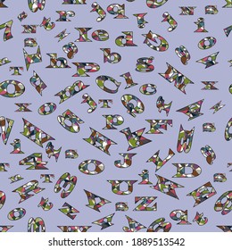 Alphabet and numbers colorful pattern