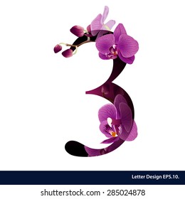 Alphabet numbers with flower. Vector illustration.