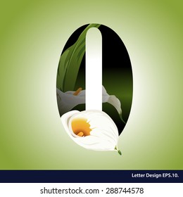 Alphabet numbers with flower. Vector illustration.