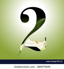 Alphabet numbers with flower. Vector illustration.