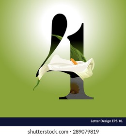 Alphabet numbers with flower. Vector illustration.