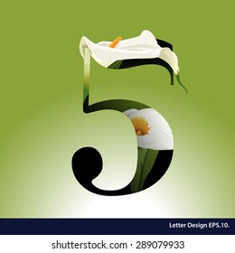 Alphabet numbers with flower. Vector illustration.