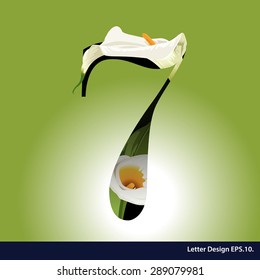 Alphabet numbers with flower. Vector illustration.