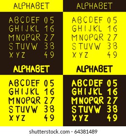 alphabet and numbers font variations - illustration