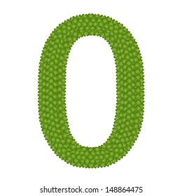 Alphabet Numbers, Four Leaf Clover with Arabic Numbers Zero Isolated on White Background 