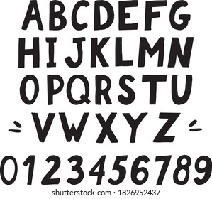 alphabet and numbers hand drawn sketch set vector doodle, letters, font, handwriting