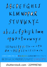 alphabet and numbers - hand drawn in vector