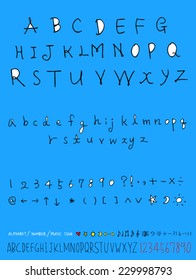 alphabet and numbers - hand drawn in vector