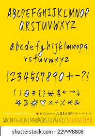 alphabet and numbers - hand drawn in vector