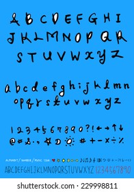 alphabet and numbers - hand drawn in vector
