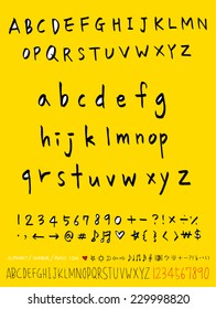 alphabet and numbers - hand drawn in vector