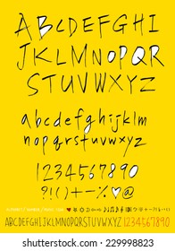 alphabet and numbers - hand drawn in vector