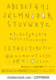 alphabet and numbers - hand drawn in vector