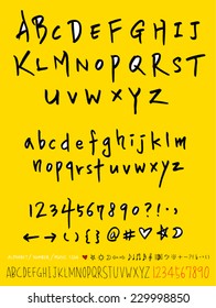 alphabet and numbers - hand drawn in vector
