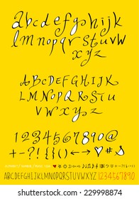 alphabet and numbers - hand drawn in vector