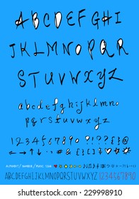 alphabet and numbers - hand drawn in vector