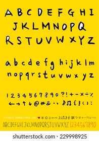 alphabet and numbers - hand drawn in vector