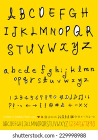 alphabet and numbers - hand drawn in vector
