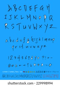 alphabet and numbers - hand drawn in vector