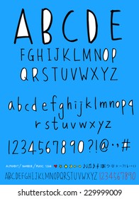 alphabet and numbers - hand drawn in vector