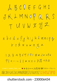 alphabet and numbers - hand drawn in vector