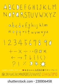 alphabet and numbers - hand drawn in vector