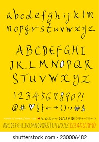 alphabet and numbers - hand drawn in vector