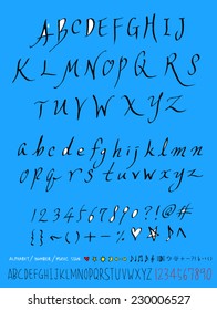 alphabet and numbers - hand drawn in vector
