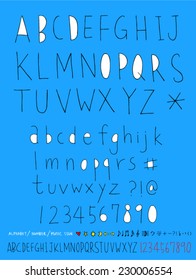 alphabet and numbers - hand drawn in vector