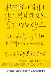 alphabet and numbers - hand drawn in vector