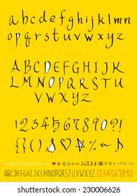 alphabet and numbers - hand drawn in vector