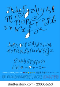 alphabet and numbers - hand drawn in vector