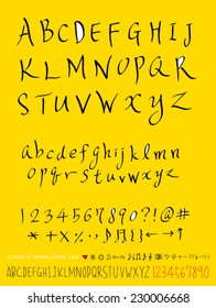 alphabet and numbers - hand drawn in vector