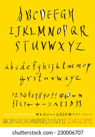 alphabet and numbers - hand drawn in vector