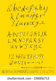 alphabet and numbers - hand drawn in vector