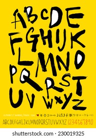 alphabet and numbers - hand drawn in vector
