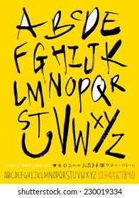 alphabet and numbers - hand drawn in vector