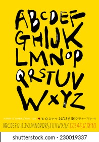 alphabet and numbers - hand drawn in vector