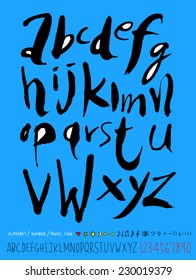 alphabet and numbers - hand drawn in vector