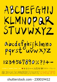 alphabet and numbers - hand drawn in vector