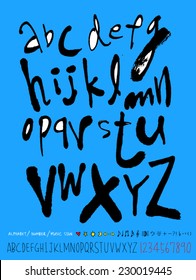 alphabet and numbers - hand drawn in vector