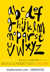 alphabet and numbers - hand drawn in vector