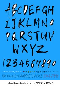 alphabet and numbers - hand drawn in vector